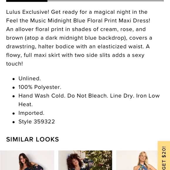 Lulu’s Feel the Music Midnight Blue Floral Print Maxi Dress Size Small NWOT - Picture 14 of 15